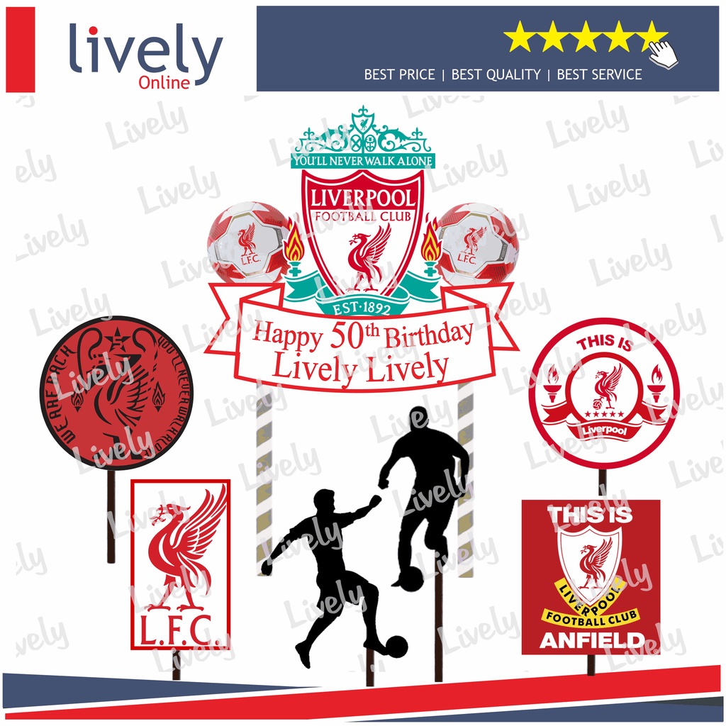 CUSTOM NAMA CAKE TOPPER KARAKTER LIVERPOOL HIASAN KUE ULANG TAHUN HAPPY BIRTHDAY