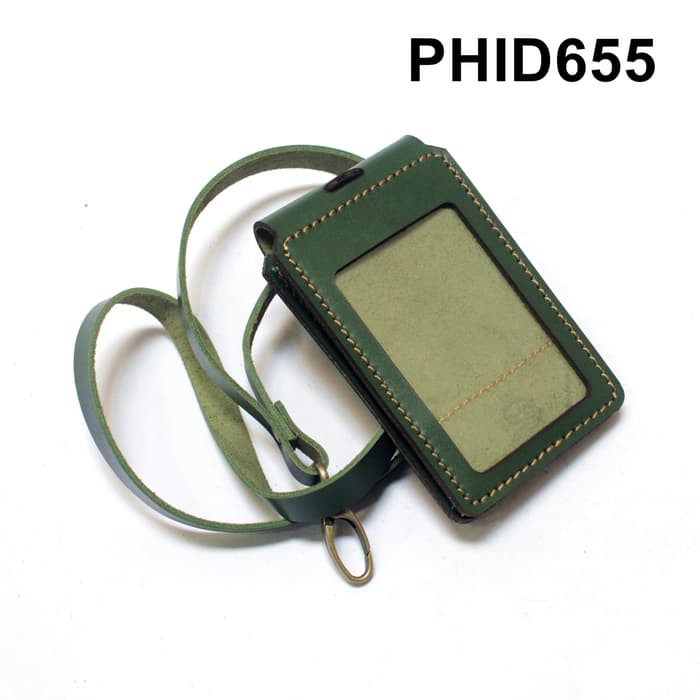 id card holder model lipat - name tag magnet tali warna hijau PHID655