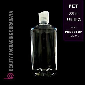 Botol Plastik PET 500ml BR neck 24mm Bening Tutup Presstop