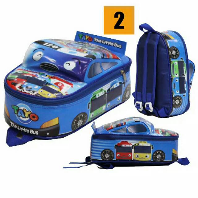 Tas Ransel Anak Balita Paud Mobil Tayo Biru Karakter Murah