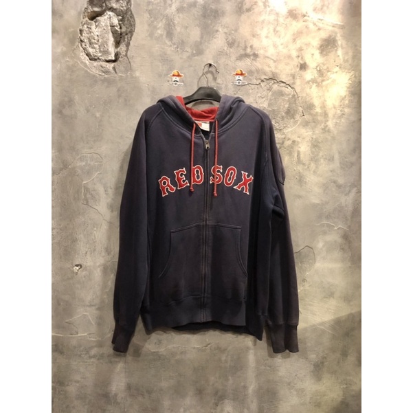 Jaket hoodie zipper NIKE vintage MLB Redsox tag Lama Second bekas