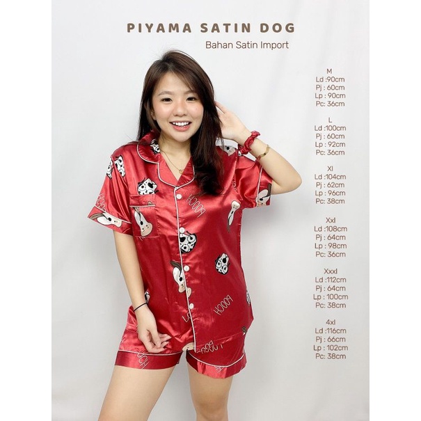 MDLV ~ Piyama Satin Doggy HP Baju tidur Piyama Dewasa Import