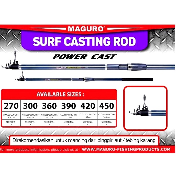 Tongkat Pancing Joran Laut Maguro Power cast Panjang 270 300 360 390 420 450 Untuk Pasiran Tebing Danau Muara Air Asin Bisa COD