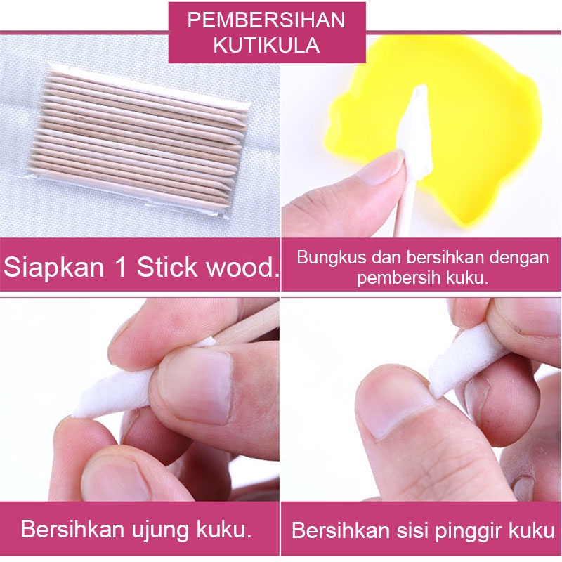 Stik Kayu Kuku Cuticle Pusher Wood Stick Pendorong Kutikula Kuku Pembersih Kutikula