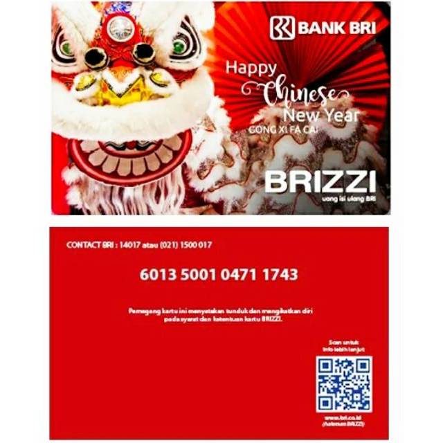 BRIZZI BRI edisi Chinese New Year (Barongsai) /Like eMoney eTOLL Tapcash or Flazz