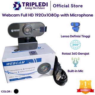 TRIPLEDI  Webcam Full HD 1080P CCTV Komputer Kamera Gaming Zoom Microphone Noise Reduction Rotatable