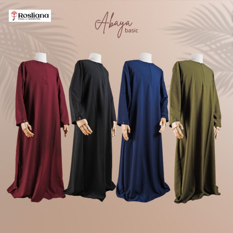 ABAYA BASIC ROSLIANA DRESS LONGDRESS GAMIS MUSLIM PEREMPUAN WANITA AKHWAT BUSANA