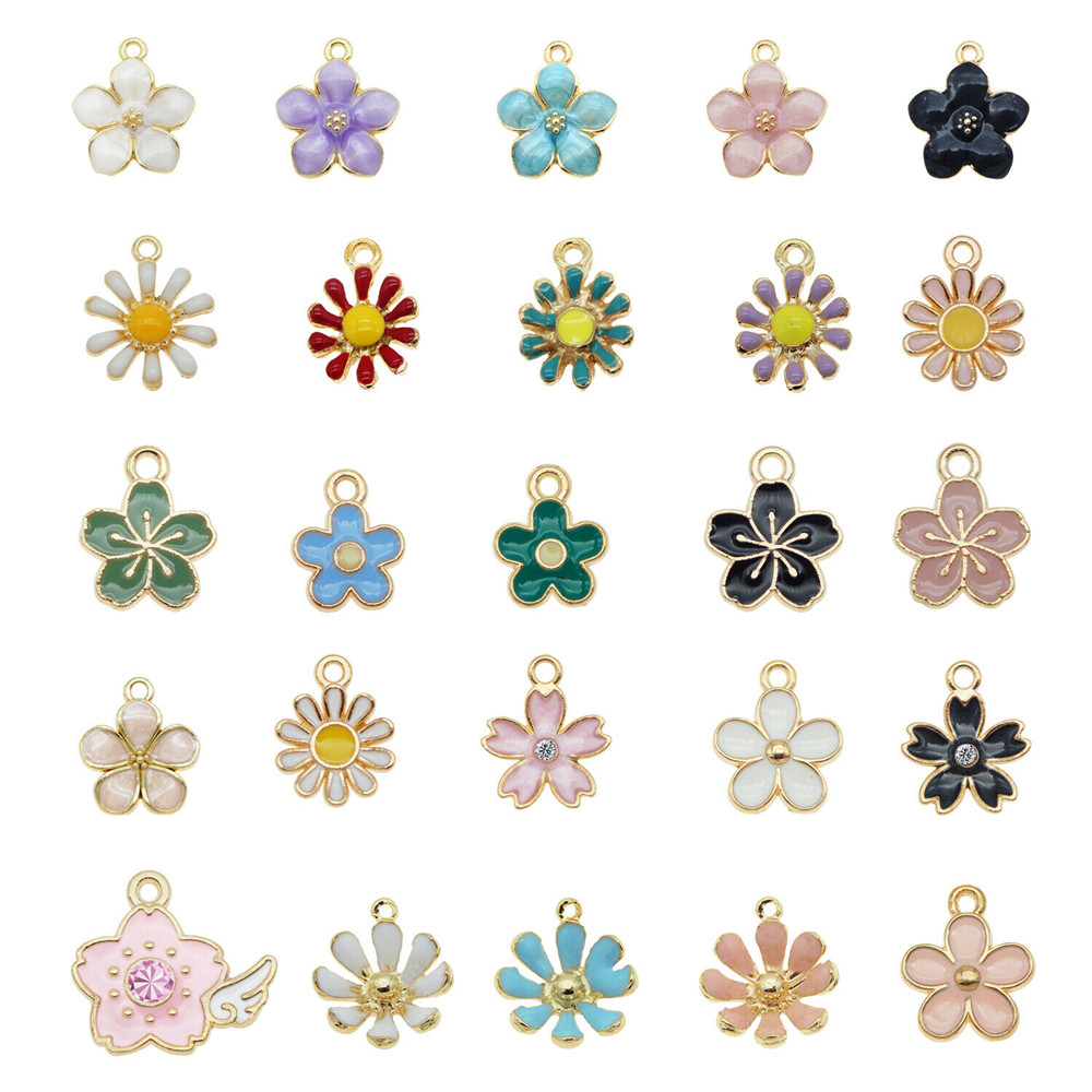 40Pcs Trendy Daisy Flowers Alloy Charms Lovely DIY Animal Pendant Handmade Jewelry For Necklace Bracelet