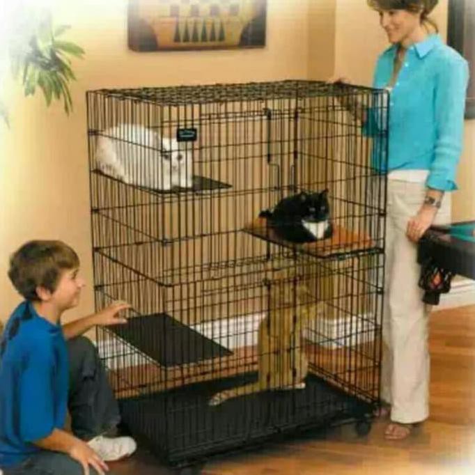 DISKON Kandang Kucing P90cm 4 Tingkat Jumbo + Roda