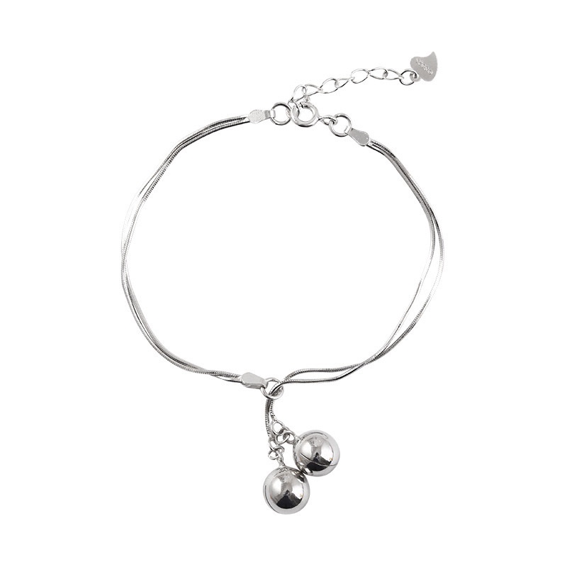 AZ200 gelang titanium wanita anti karat Gelang Tangan Silver Aksen Lonceng Korea Untuk Wanita