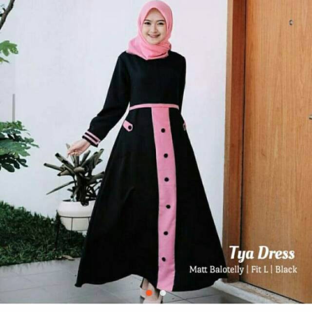 Tya Dress Muslim/Fashion Muslim/Pakaian Wanita /resleting Depan/Busui/bisa Cod-1