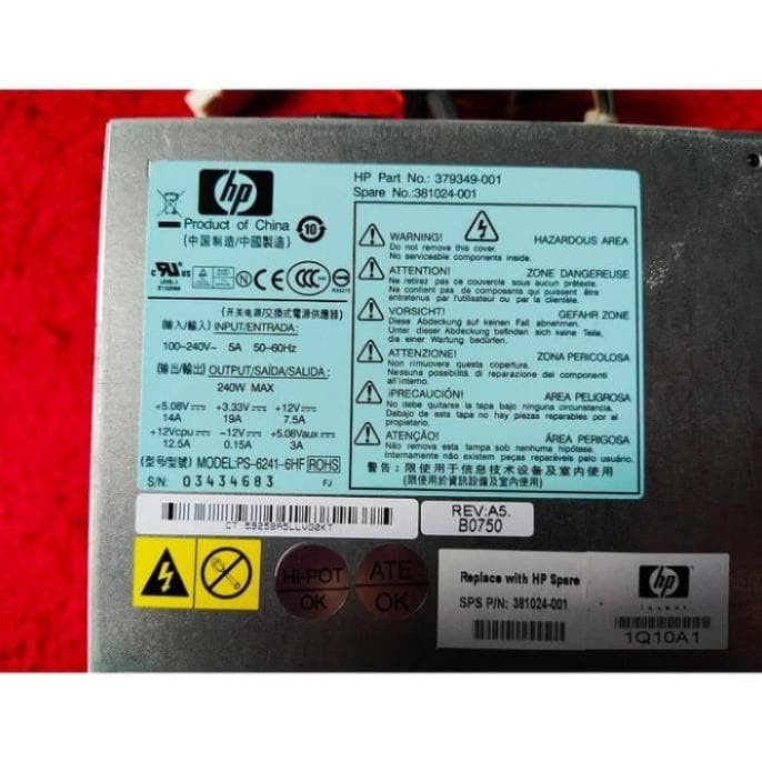 Power Supply Model: Hp Ps 6241-6Hf 379349-001 240W Hp Compaq Dc7600