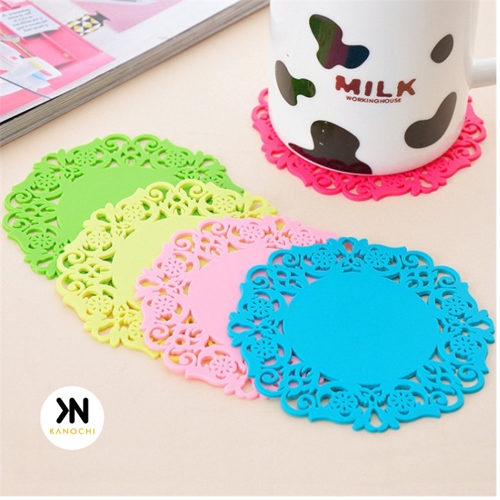 Tatakan Alas Gelas Silikon Cangkir Lace Cup Pad Mug Karet