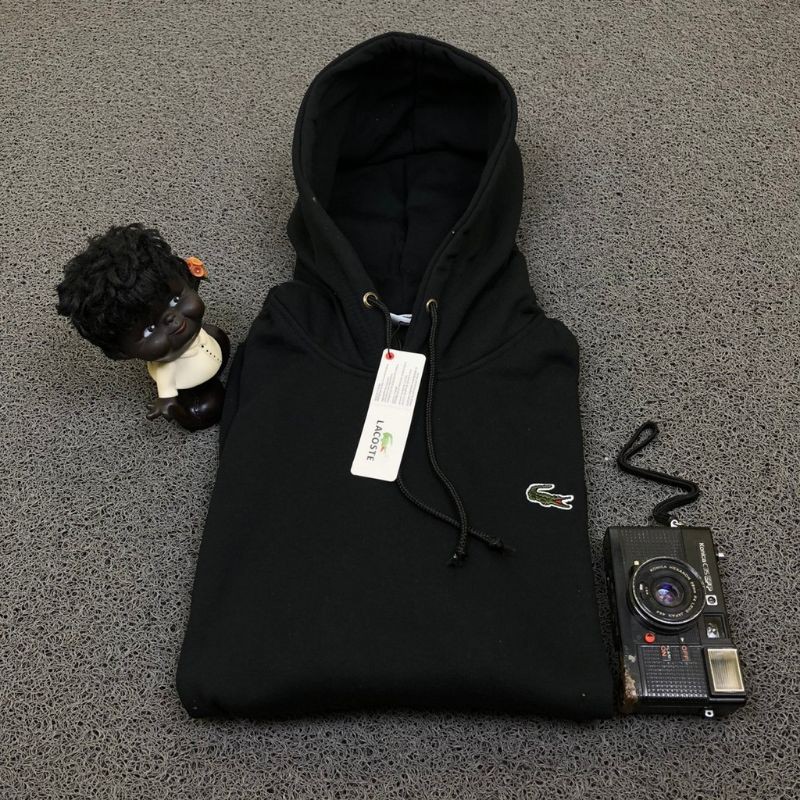 HODDIE LACOSTE BASIC LOGO BLACK | OUTERWARE | SWEATER