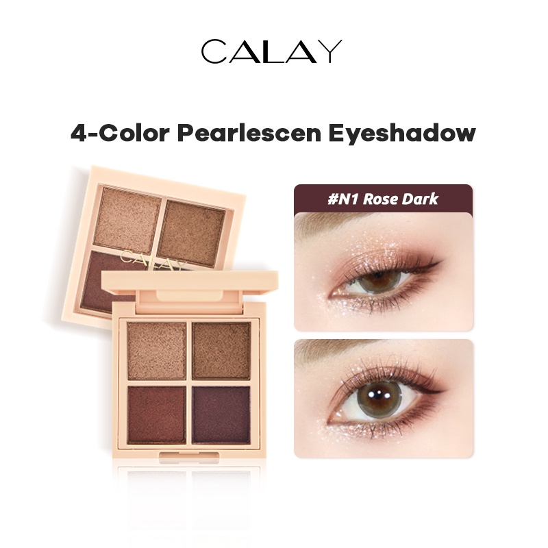 CALAY 4 Warna  Pearlescent Eyeshadow High Pigmented CALAY 4 Warna Nude Eyeshadow #1 Rose Dark