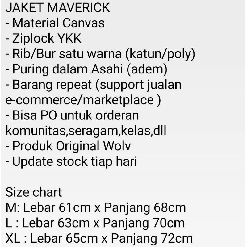 JAKET PRIA MAVERICK VINTAGE ORIGINAL WOLV JACKET DISTRO / FLIGHT JACKET PRIA