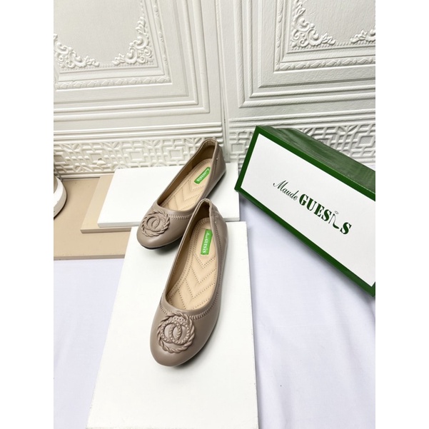 sepatu flat shoes wanita terbaru kekinian pesta MAUDE GUESIS sepatu flat premium import bahan kulit TOR25