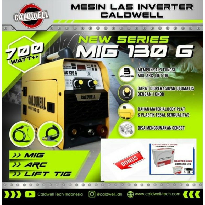 Mesin Las Caldwell MIG CO2 Tanpa Gas / Travo Las MIGI 130 / Caldwell Mesi Las Welding MIG 130 MIGI