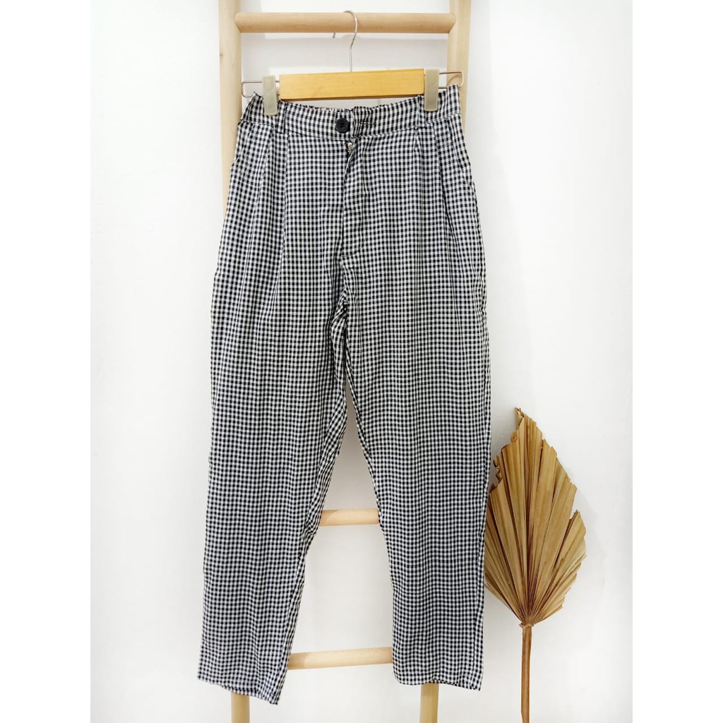 BOXY PANTS CELANA  PENSIL  TARTAN SQUARE PANTS CELANA  