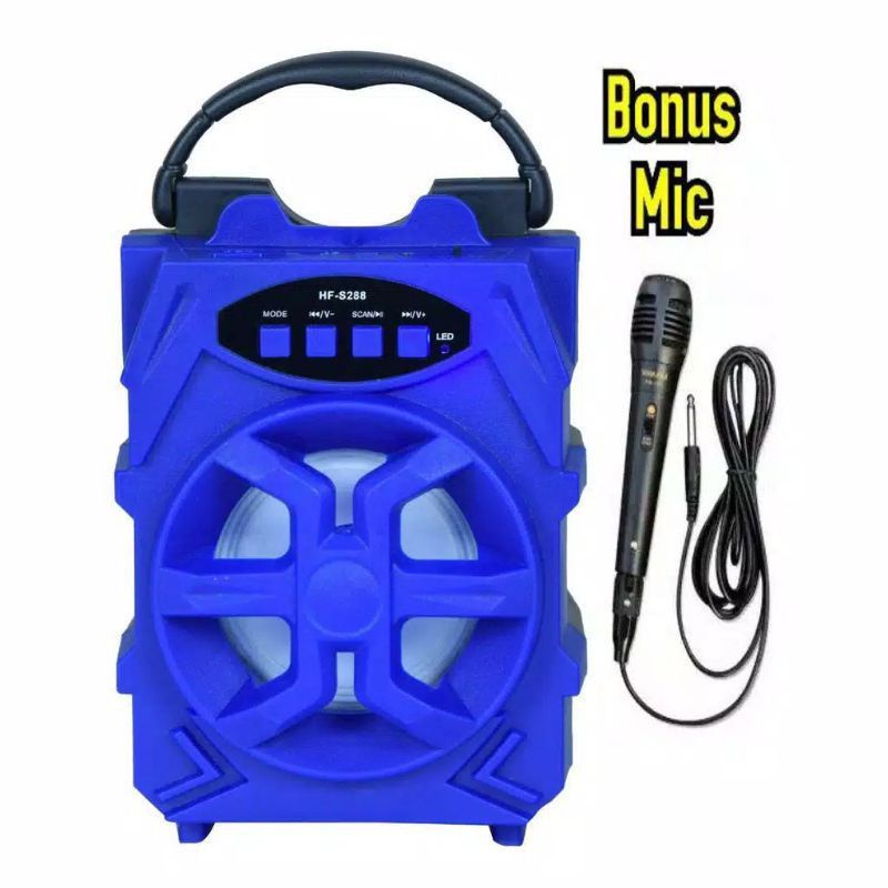 SPEAKER BLUETOOTH BONUS MIC KARAOKE/SALON PORTABLE RADIO FM USB AUX/SPEAKER WIRELESS SUPER BASS LED