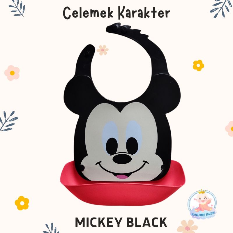 Celemek Anak Slabber Silikon Karakter Dengan Tatakan