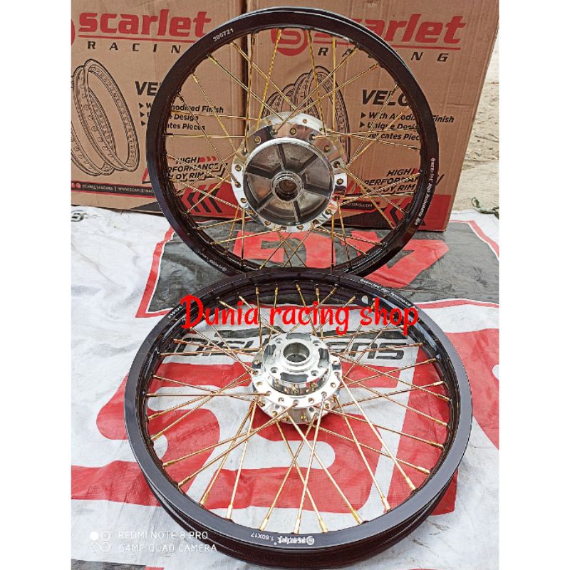 Paketan Velg pelek Scarlet Vixion new Vixion old Jupiter Mx RX king Mx king F1ZR Mx 135 NJMX Vega ZR Jupiter Vega R Karisma Supra 125 Blade Velg Pelek Lingkaran Scarlet 140 160 185 215 17