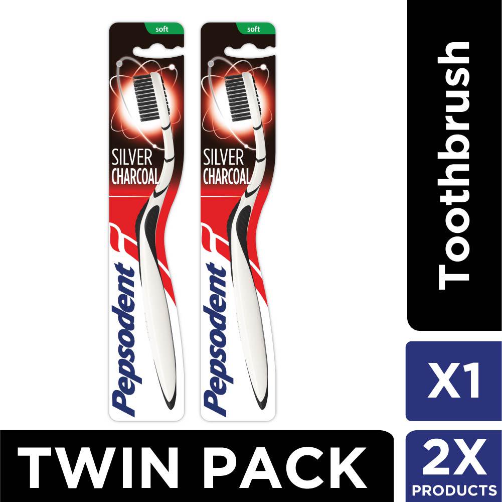 Pepsodent Silver Charcoal Sikat Gigi Soft 2 Pcs