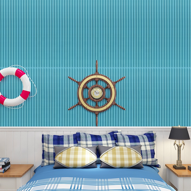 (COD) Wallpaper Dinding Foam 3D Tebal 6mm Ukuran 70CM X 70CM  / Walpaper Stiker Dinding Motif Salur Garis Plafon Premium High Quality Termurah