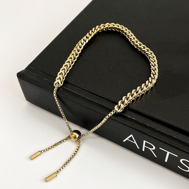 Gelang Serut Titanium Sisik Naga Vintage Lapis Emas 18K Anti Luntur