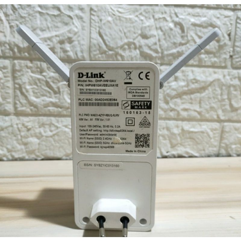 WIRELESS EXTENDER D LINK DHP-P610AV powerline AV2 1000 WIFI AC 1200 adapter