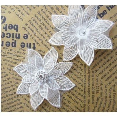 Lace Patch - White Flower Beading #33 (5pcs)