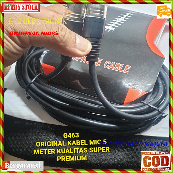 G463 ORIGINAL microphone cable 5 meter Kabel mic Xlr female audio sound sistem 3 pin mikrophone mik dynamic universal pro profesional vocal vokal G463   BISA SEGALA JENIS MIC KABEL  serabut kabel lebih tebal, sehingga menghasilkan suara yg jernih dan maks