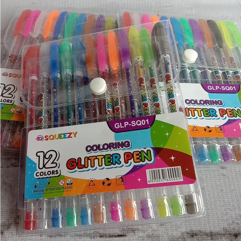 

BARU PULPEN GLITER WARNA WARNI SQUEEZY MURAH (12 WARNA)