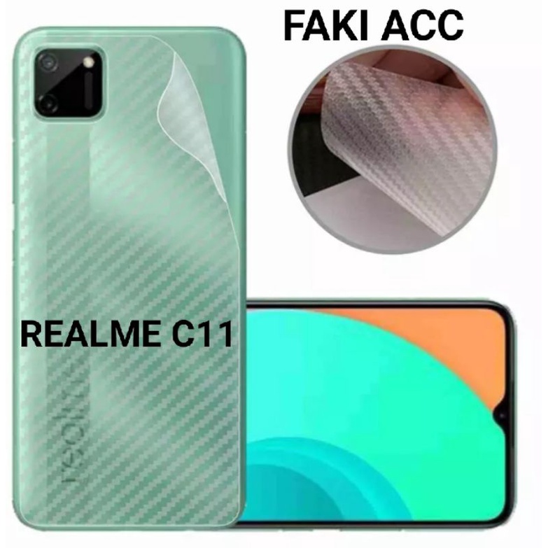 SKIN CARBON / GARSKIN / STICKER / ANTI JAMUR REALME C11 ANTI GORES BELAKANG HP