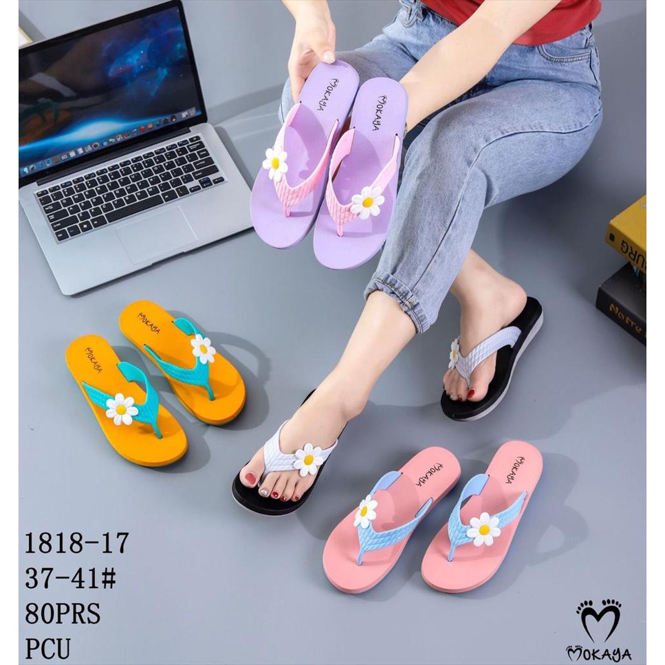 Sandal Jepit Jelly Wanita Bunga Daisy Simple Elegant Cantik Import Mokaya / Size 37-41 (1818-17)