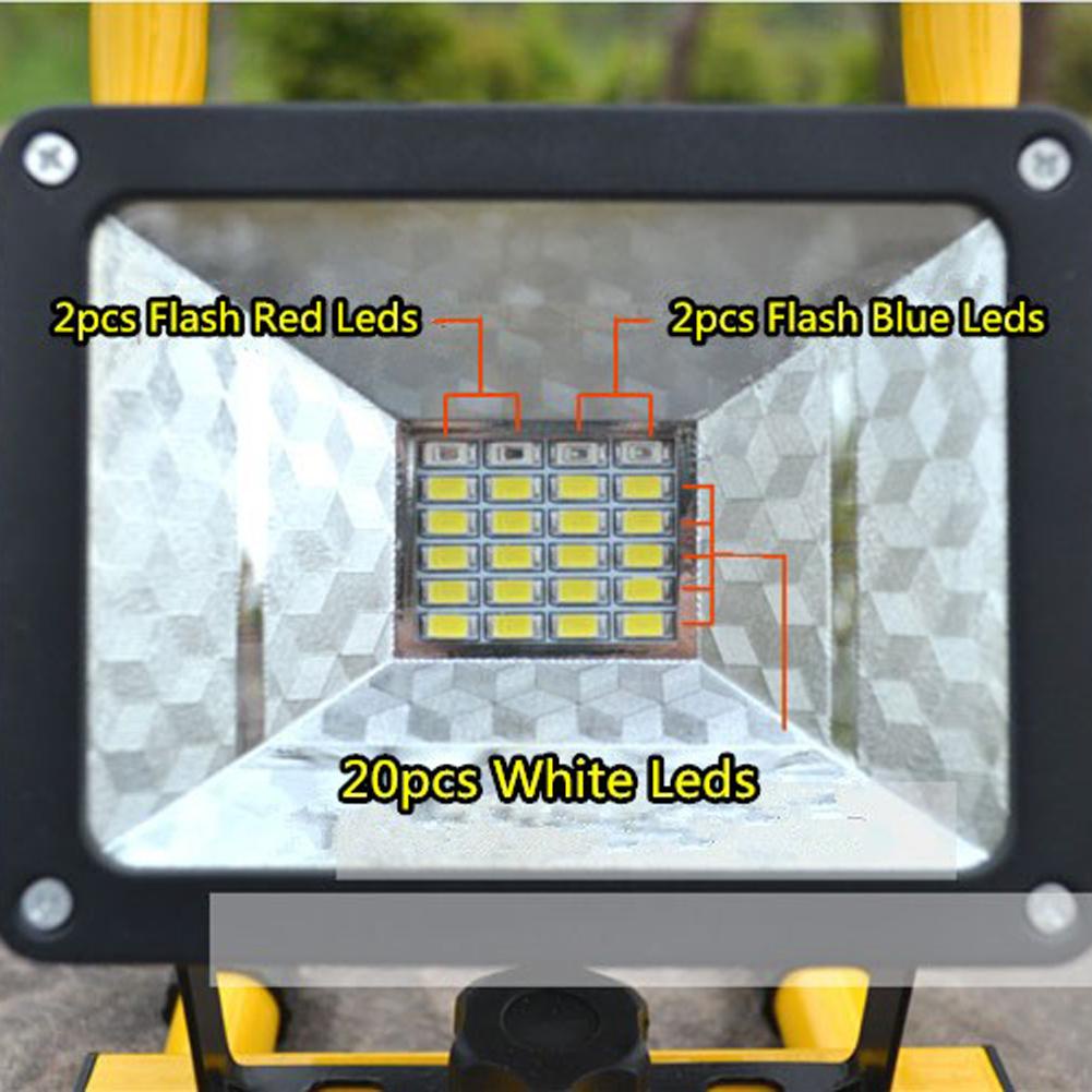 Lampu Senter Proyek Bisa mode Strobo untuk Signal hati hati atau bahaya, Recharge, Anti Air  Lampu LED Outdoor 18650 30W - W804 Waterproof IP65 30W LED Flood Light Portable Construction Site SpotLight Rechargeable Outdoor Work LED Emergency Light