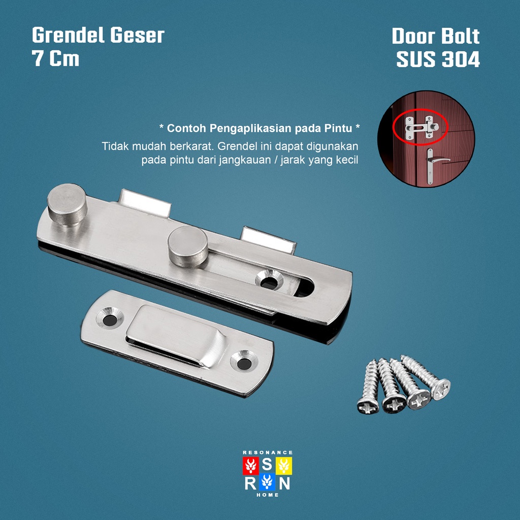 Grendel Kait Sus 304 / Slot Pintu Geser Sliding 7cm Resonance Home