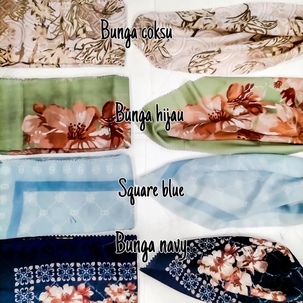 Jilbab Kerudung Wanita  Motif Hermas / Bunga Shofa / Alam / Batik Hijau / Abstrak Shofa Segi Empat Kurang Lebih Ukuran 110 x 110 Cm