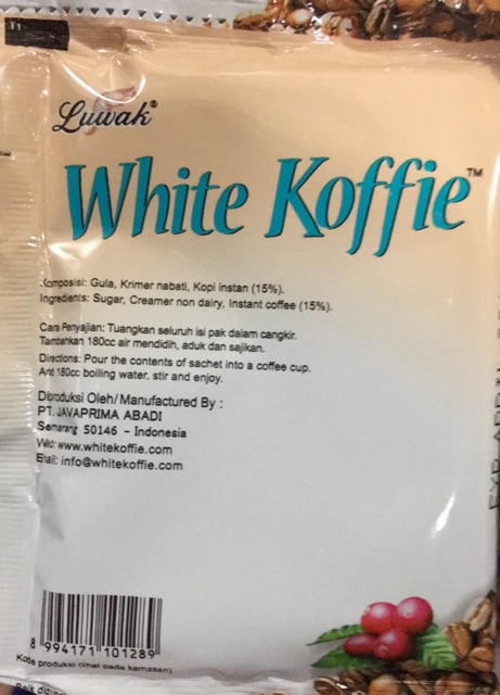 Kopi Luwak White (10 sachet/renceng) Koffie original Coffee kopi halal instan 3in1 10x20 Gram