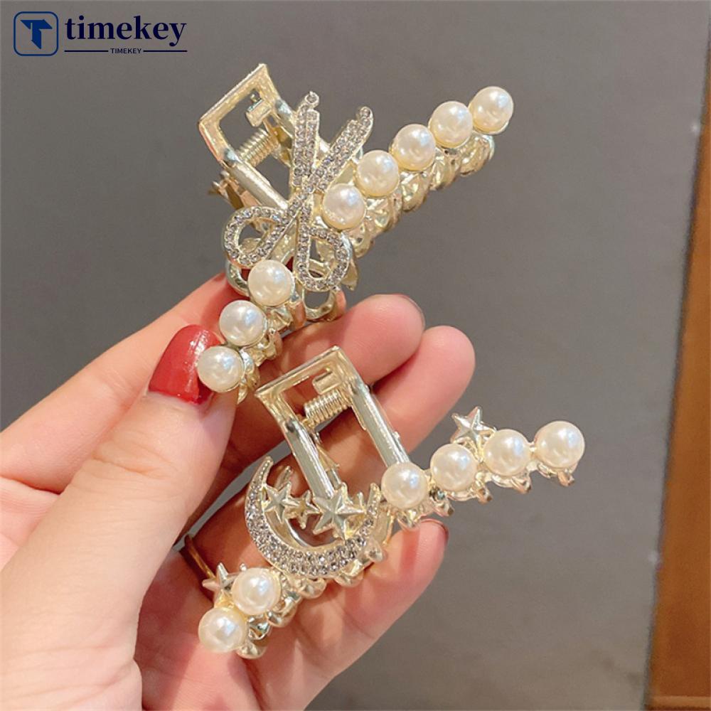 Timekey Jepit Rambut Bahan Metal Hias Mutiara Untuk Wanita E2L6