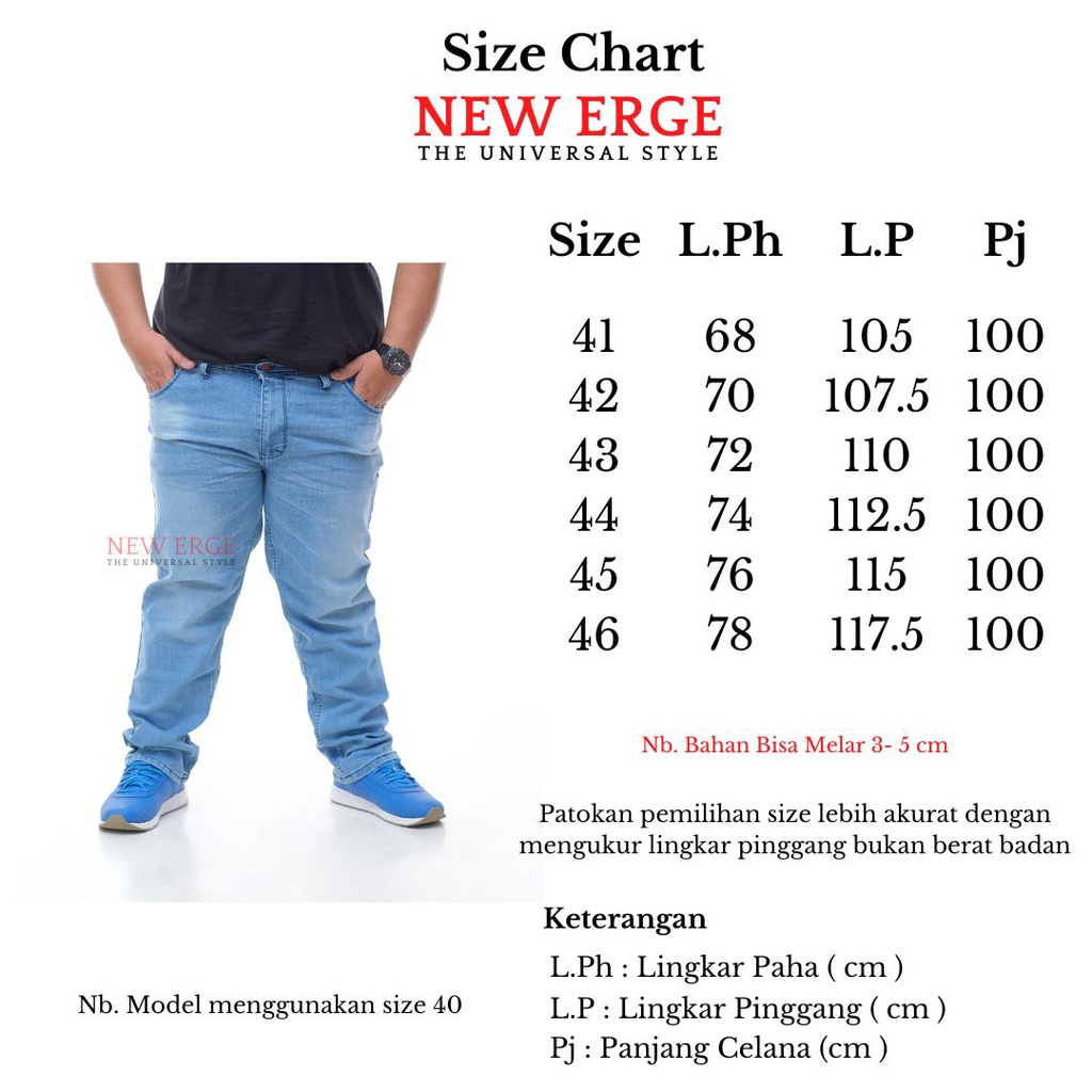 Celana jeans panjang pria premium slimfit jumbo big size 41 - 46