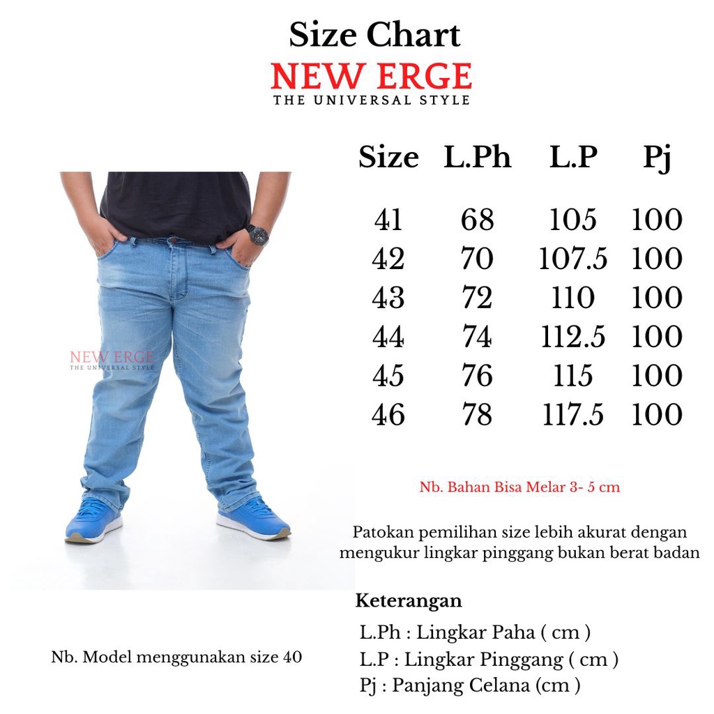 Celana jeans panjang pria premium slimfit jumbo big size 41 - 46