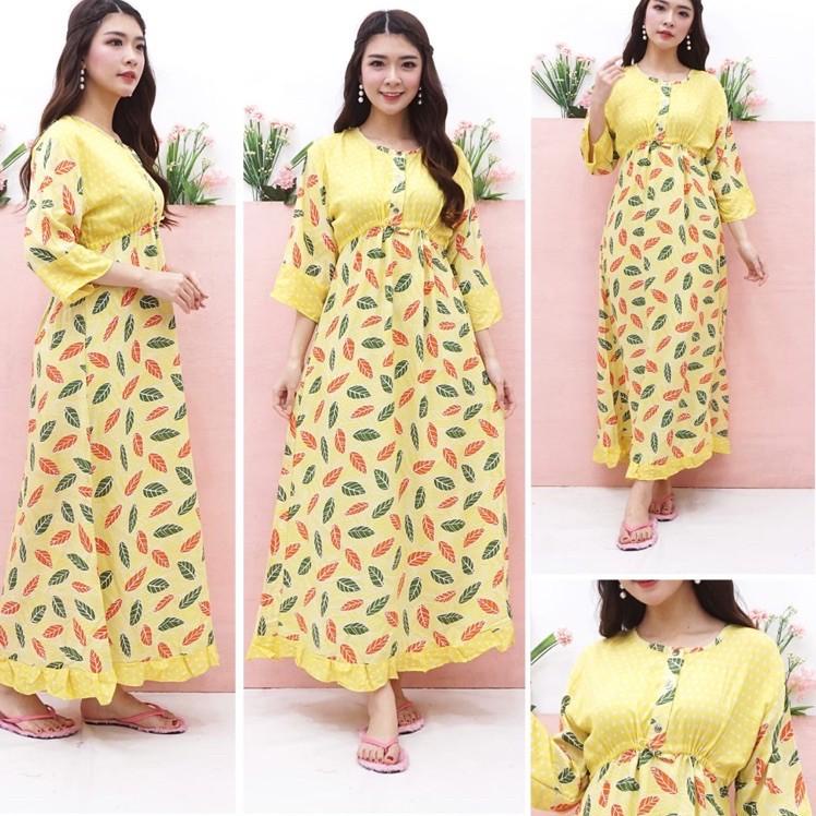 Tren Model. Long dress maura serut daster batik panjang busui baju wanita murah kekinian