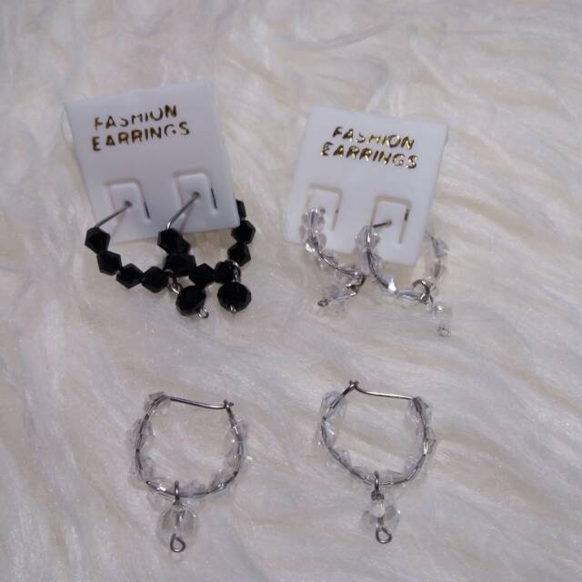 Anting Monel Kait Kristal Melingkar (tanpa bandul)