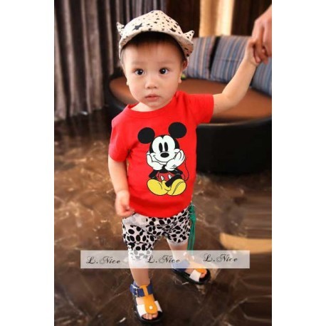 Setelan L-Nice Red Miki Leopard Anak Laki-Laki