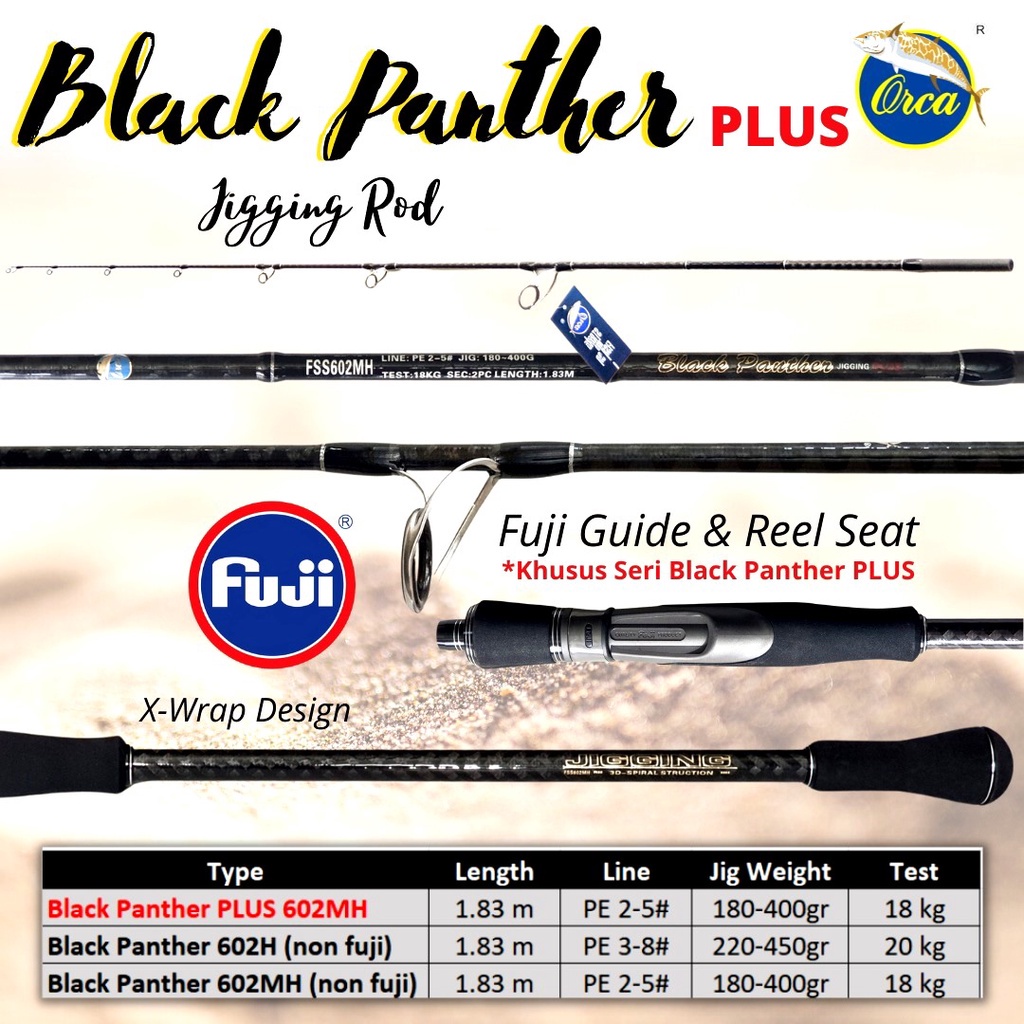 Joran Jigging Galatama Orca Black Panther 602 / 180 Cm Bahan Carbon Fuji dan Non Fuji Kuat Murah Coc