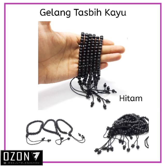 Gelang tasbih kayu bahan manik kayu marica Hitam dan Coklat