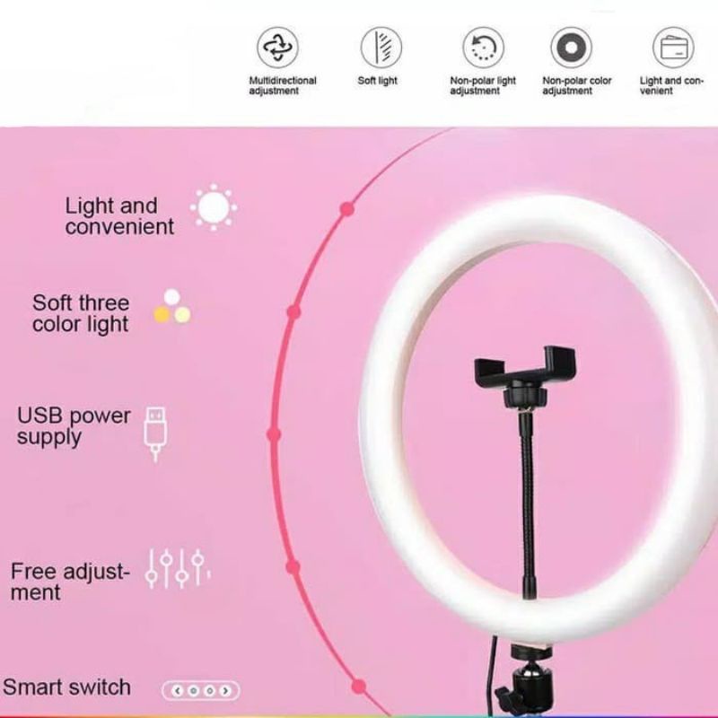 Makassar V38-3 Lampu LED Ringlight diameter 26 cm Ring light make up vlog and selfie