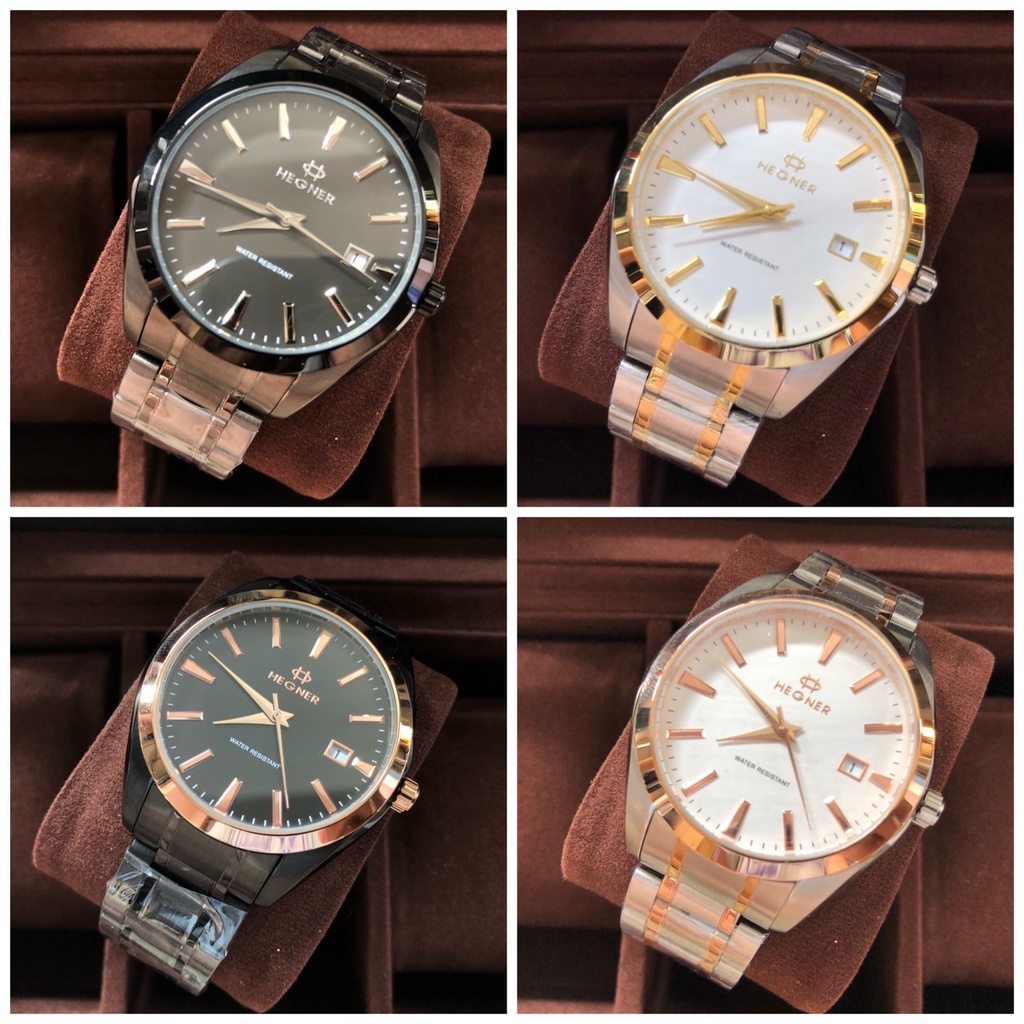 JAM TANGAN PRIA WANITA STAINLESS RANTAI HEGNER 1678 ORIGINAL GARANSI