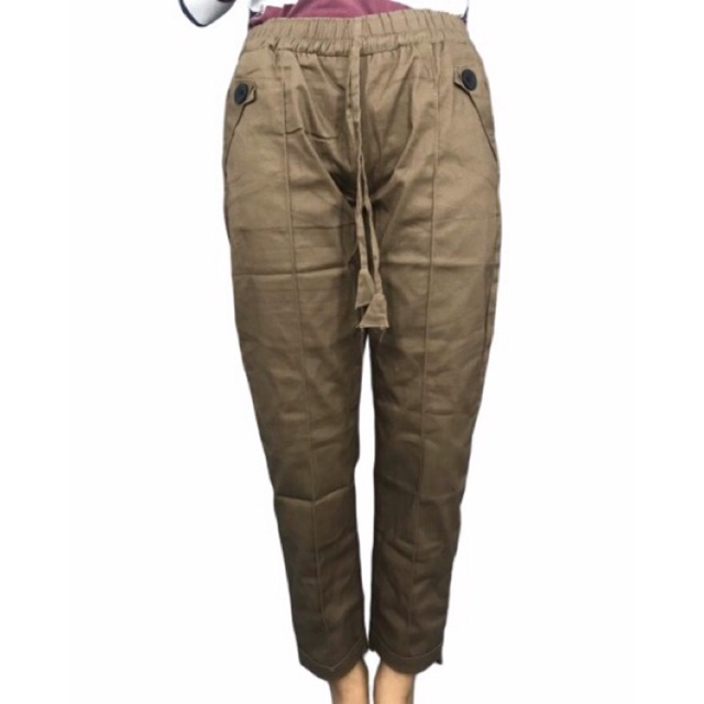 (BARU) Celana Baggy Twille Jeans Loop Sabuk Tali Wanita